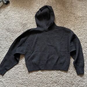 Women's Dark Grey Hooded Knit Sweatshirt